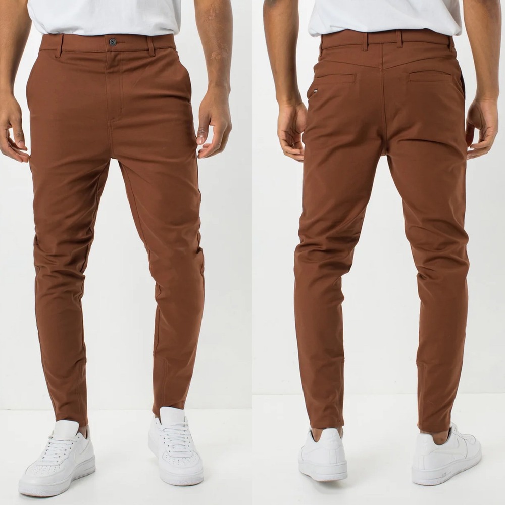 Zanerobe Sharpshot Chino Pants‎ Brown Mens Size 32 Tapered Slim Fit Trousers Rib